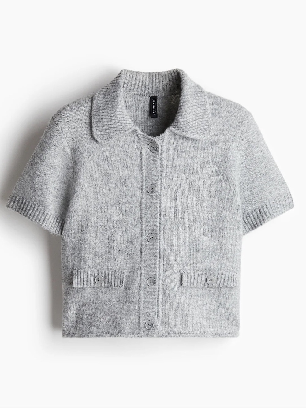 *NWT* H&M Divided Women’s Short-Sleeved Gray Melange Cardigan Sweater, Size XS